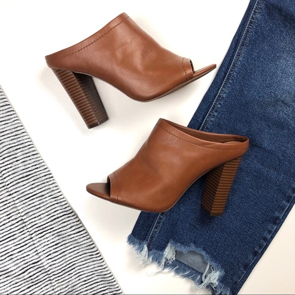 Mossimo Supply Co. Shoes - Mossimo Open Toe Cognac Brown Heeled Ankle Boots
